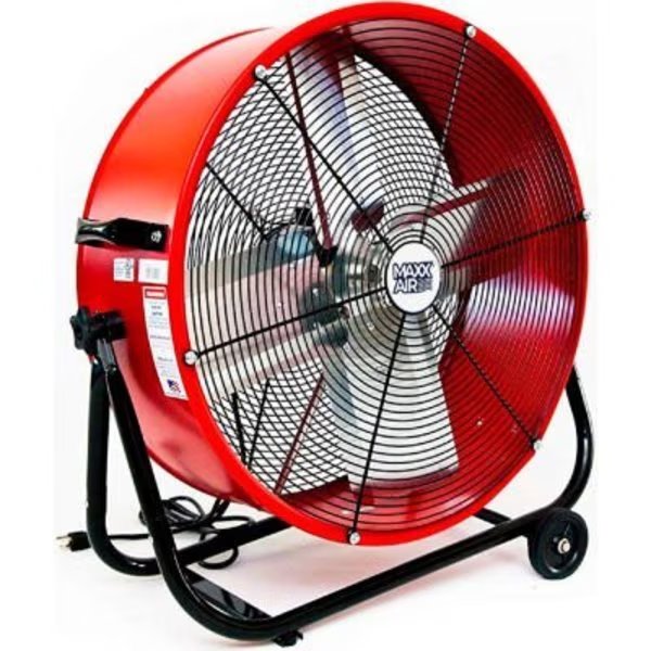 MaxxAir 24in Tilt Heavy Duty Roll-Around Tilt Portable Barrel Fan 4000 CFM, Ventamatic, Mfr#: BF24TFREDUPS