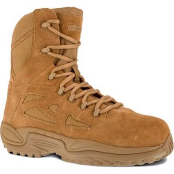 Reebok RB8850 Stealth 8in Boot with Side Zipper, Composite Toe, Men's Sz 11.5 M Wide, Coyote, Warson Brands., Mfr#: RB8850-M-11.5