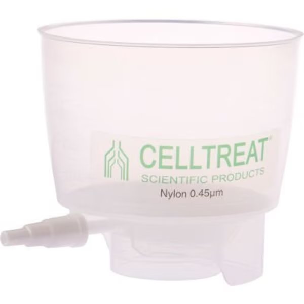 CELLTREAT 500mL PP Bottle Top Filter, Nylon Filter, 0.45m, 90mm, Non-Sterile, 12/PK, Celltreat Scientific Products, Mfr#: 229735