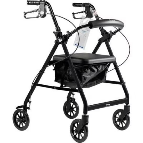 Dynarex DynaGo Quad 6 Rollator, Black, Dynarex, Mfr#: 10201BK