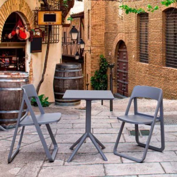 Siesta Dream 3 Piece Outdoor Bistro Set, 23-5/8inW x 29-1/2inH Table, Dark Gray, Cozydays Dba Compamia, Mfr#: ISP0791S-DGR-DGR