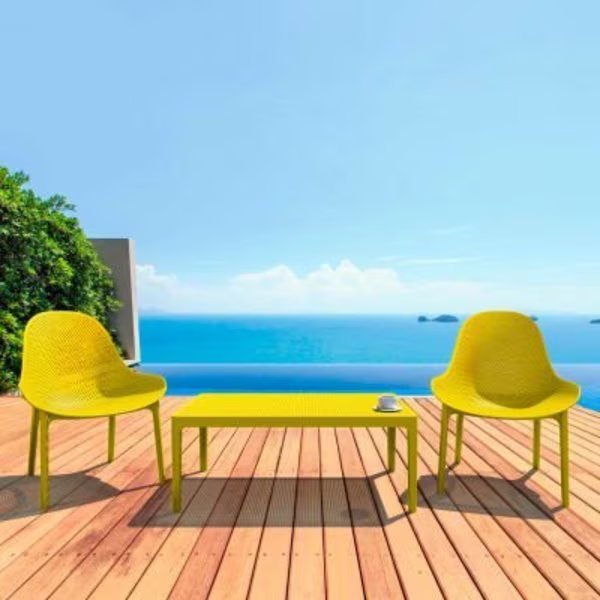 Siesta Sky 3 Piece Outdoor Lounge Sets, 23-5/8inW x 15-11/16inH Table, Yellow, Cozydays Dba Compamia, Mfr#: ISP1031S-YEL