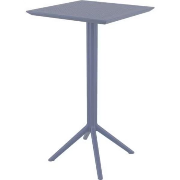 Siesta Sky 24in Square Resin Folding Bar Table, Dark Gray, Cozydays Dba Compamia, Mfr#: ISP116-DGR
