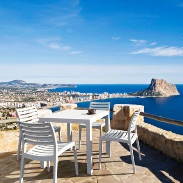 Siesta Ares 5 Piece Outdoor Dining Set, 31-1/2inW x 29inH Table, White, Cozydays Dba Compamia, Mfr#: ISP1641S-WHI