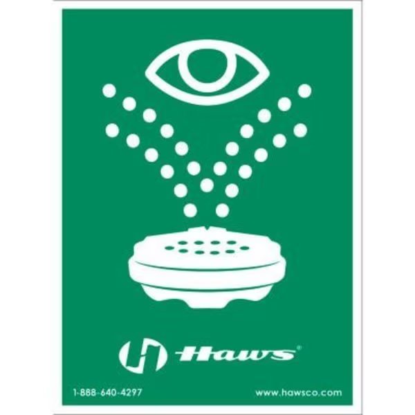 Haws Universal Emergency Eyewash Sign, 8in x 10-3/4in, Haws, Mfr#: SP175