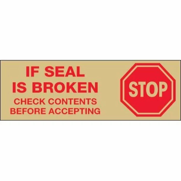 2'' x 55 yds. - ''Stop If Seal Is Broken...'' Tape Logic Pre-Printed Carton Sealing, Tan, 36PK, Bsc Preferred, Mfr#: S-9864