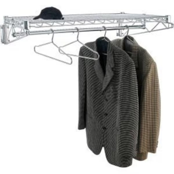 Chrome Coat Rack with Bars - Wall Mount - 36"W x 24"D x 6"H, Global Equipment, Mfr#: 6807