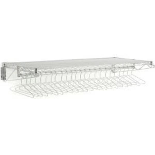 Chrome Coat Rack with Bars - Wall Mount - 60"W x 24"D x 6"H, Global Equipment, Mfr#: 7505