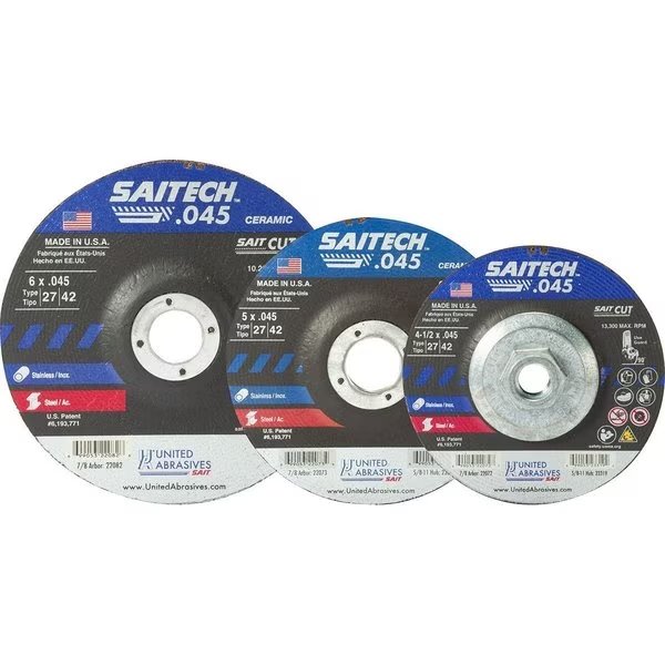 United Abrasives - Sait Depressed Center Wheel T1 4-1/2"x .045" x 5/8-11" Ceramic Alum. Oxide, United Abrasives/Sait, Mfr#: 23319