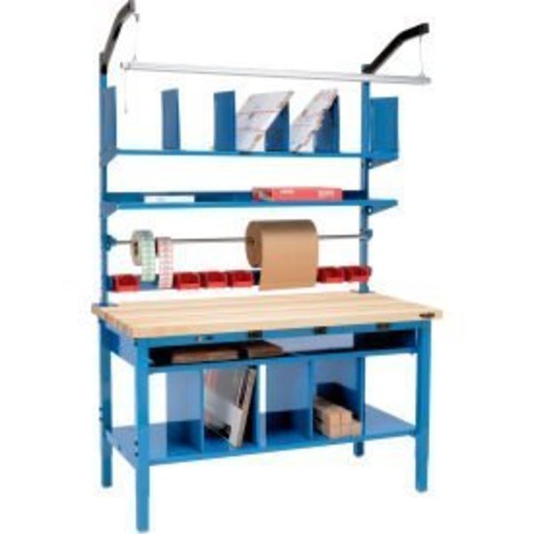Complete Packing Workbench W/Power, Butcher Block Square Edge, 60"W x 36"D, Global Equipment, Mfr#: 412444B