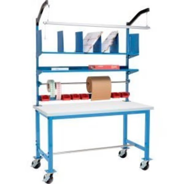 Mobile Packing Workbench W/Riser Kit, Laminate Square Edge, 60"W x 36"D, Global Equipment, Mfr#: 412452A