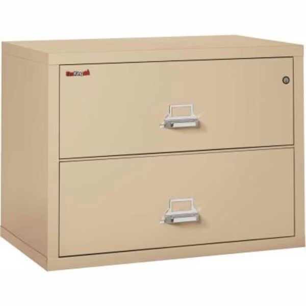 Fireking Fireproof 2 Drawer Lateral File Cabinet - Letter-Legal Size 37-1/2"W x 22"D x 28"H - Putty, Fire King, Mfr#: 23822CPA