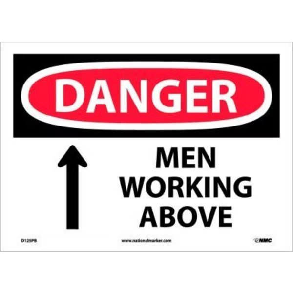 Safety Signs - Danger Men Working Above - Vinyl 10"H X 14"W, Nmc, Mfr#: D125PB