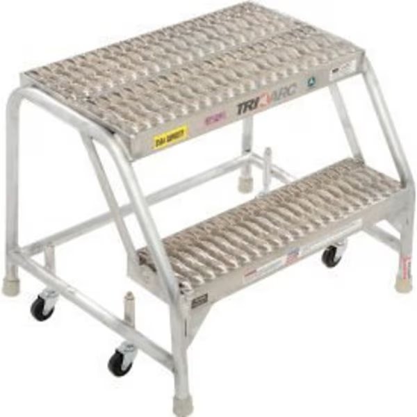 2 Step Aluminum Rolling Ladder, 24"W Grip Step, W/O Handrails - WLAR002245, Tri Arc Manufacturing, Mfr#: WLAR002245