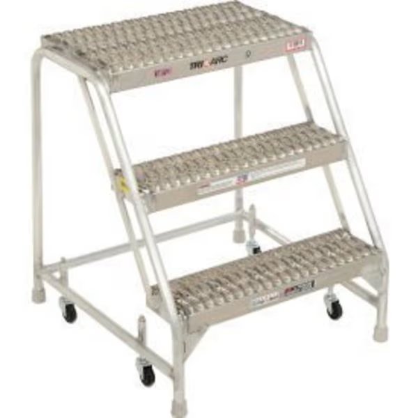 3 Step Aluminum Rolling Ladder, 24"W Grip Step, W/O Handrails - WLAR003245, Tri Arc Manufacturing, Mfr#: WLAR003245