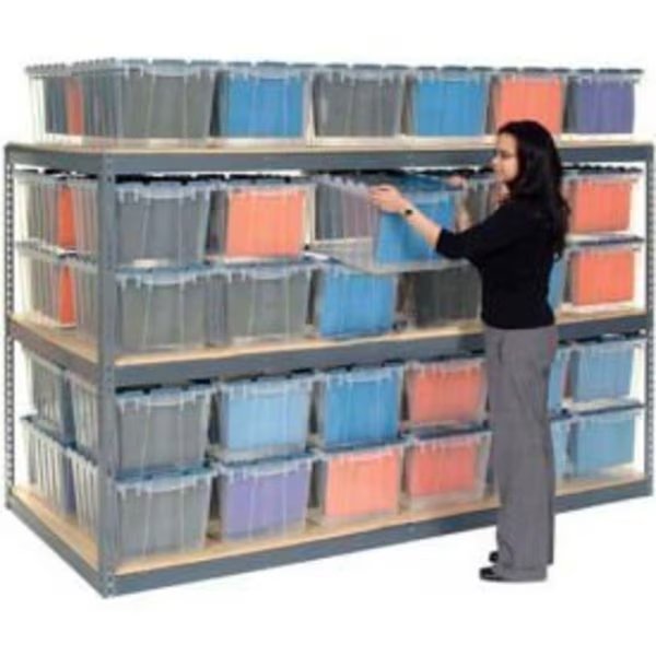 Record Storage Rack 96"W x 48"D x 84"H With Polyethylene File Boxes - Gray, Global Equipment, Mfr#: 607203GY