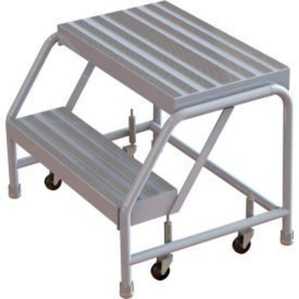 2 Step Aluminum Rolling Ladder, 24" W Ribbed Step, W/O Handrails - WLAR002244, Tri Arc Manufacturing, Mfr#: WLAR002244