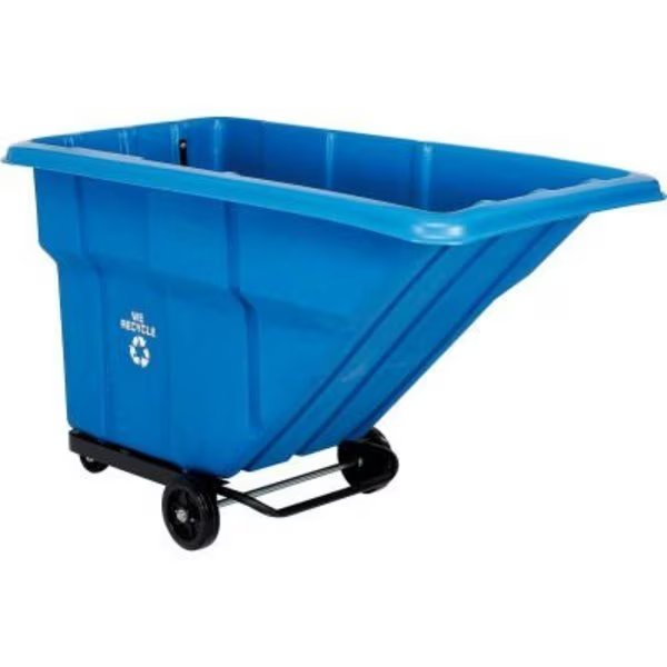 Global Industrial„¢ Standard Duty Plastic Recycling Tilt Truck 1 Cu. Yd. Cap, 1000 Lbs Cap, Blue, Quality Industries, Mfr#: 241847