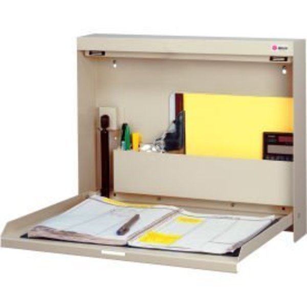 Datum WallWrite® Folding Wall Mount Desk, Non-Locking, 20"W x 3-3/8"D x 16-3/8"H, Tan, Datum Filing Systems, Mfr#: WW-101-SC T15