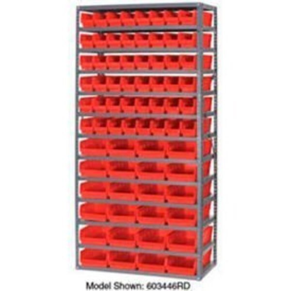 Steel Shelving with 96 4"H Plastic Shelf Bins Ivory - 36x18x72-13 Shelves, Global Equipment, Mfr#: 603448WH