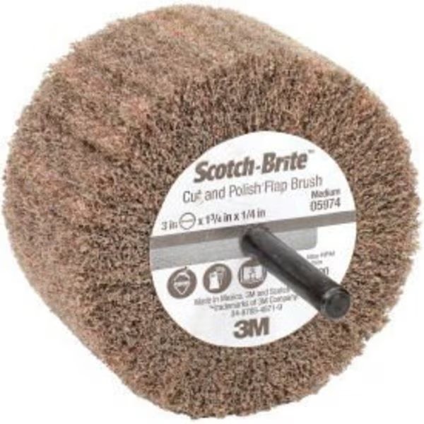 3M„¢ Scotch-Brite„¢ Cut and Polish Flap Brush, 3" x 1-3/4" x 1/4" MED Grit Aluminum Oxide, 3M, Mfr#: 7100050520