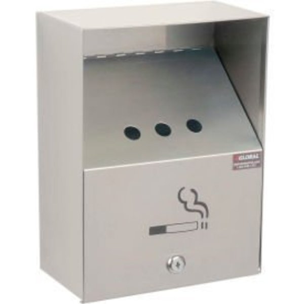 Stainless Steel Wall Mount Outdoor Ashtray 9"W X 5"D X 13"H, Global Equipment, Mfr#: WC909