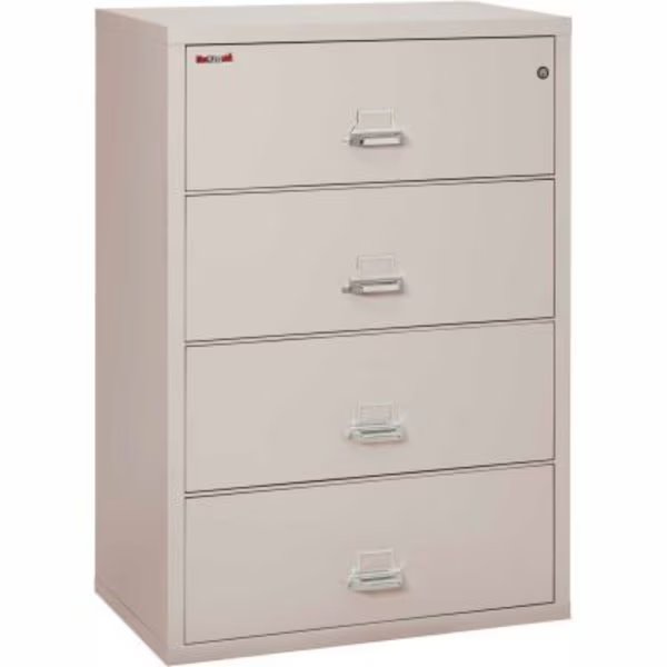 Fireking Fireproof 4 Drawer Lateral File Cabinet Letter-Legal Size 37-1/2"W x 22"D x 53"H - Lt Gray, Fire King, Mfr#: 43822CPL
