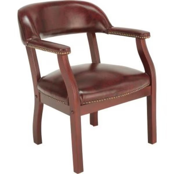 Boss Conference Chair with Arms - Vinyl - Burgundy, Boss Office Products, Mfr#: B9540-BY