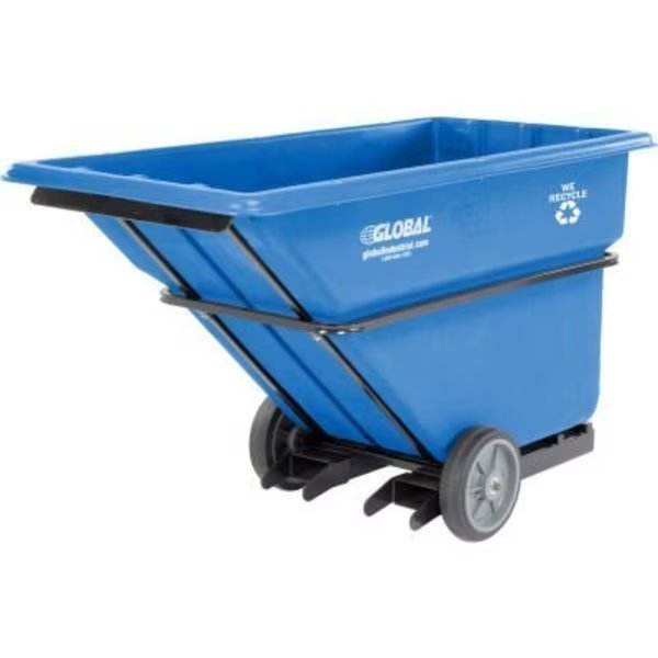 Global Industrial„¢ Forkliftable Extra HD Plastic Recycling Tilt Truck, 1 Cu. Yd. Cap, Quality Industries, Mfr#: 800287BL