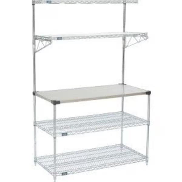 Industrial Microwave Food Prep Station, 48"W x 24"D x 74"H, Chrome, Global Equipment, Mfr#: MFP24487C