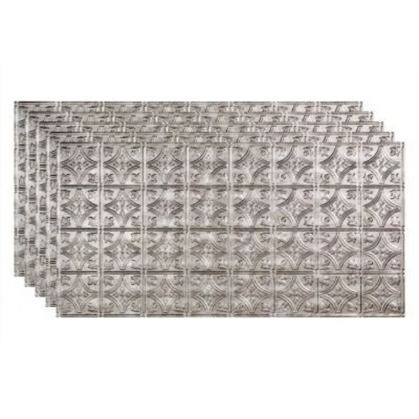 Fasade Traditional Syle # 1 - 48-3/8" x 24-3/8" PVC Glue Up Tile in Crosshatch Silver -, Acoustic Ceiling Products, Mfr#: PG5021