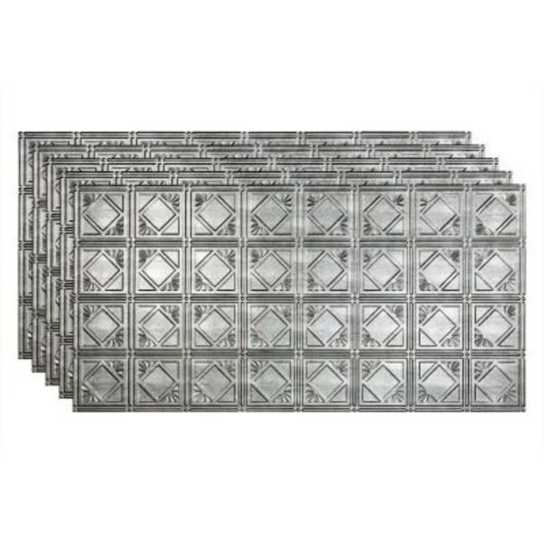 Fasade Traditional Syle # 4 - 48-3/8" x 24-3/8" PVC Glue Up Tile in Crosshatch Silver -, Acoustic Ceiling Products, Mfr#: PG5321