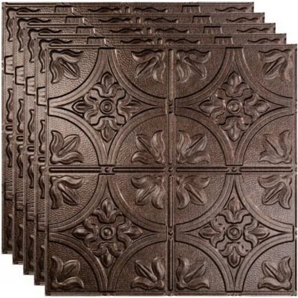 Fasade Traditional Syle # 2 - 23-3/4" x 23-3/4" PVC Lay In Tile in Smoked Pewter -, Acoustic Ceiling Products, Mfr#: PL5227
