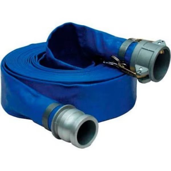 1-1/2"  x  50' PVC Lay Flat Discharge Hose Coupled w/ C x E Aluminum Cam & Groove Fittings, Apache, Mfr#: 98138017