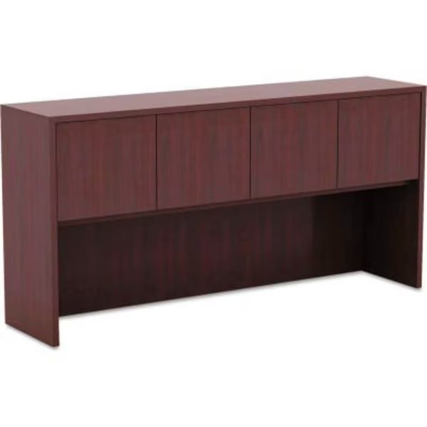 Alera® Hutch with Doors - 64-3/4"W x 15"D x 35-1/2"H - Mahogany - Valencia Series, Alera, Mfr#: VA286615MY