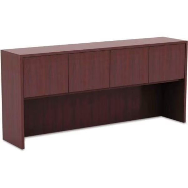 Alera® Hutch with Doors - 70-5/8"W x 15"D x 35-1/2"H - Mahogany - Valencia Series, Alera, Mfr#: VA287215MY