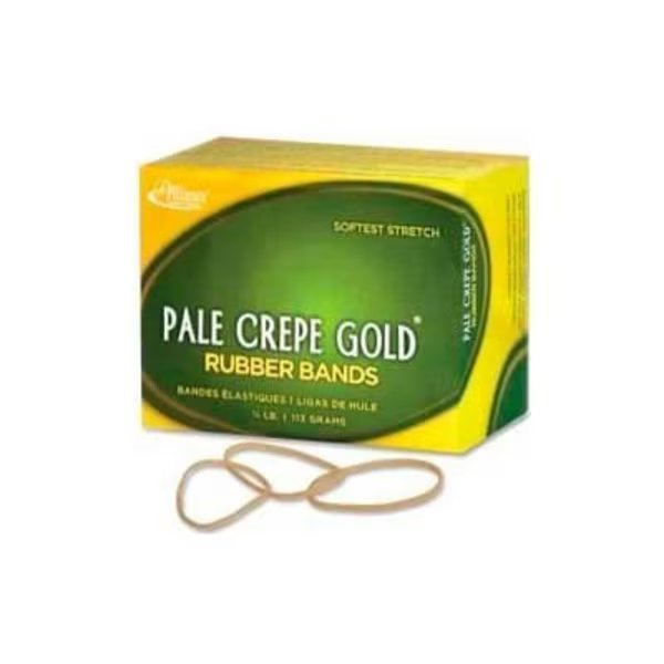 Alliance® Pale Crepe Gold® Rubber Bands, Size # 16, 2-1/2"x 1/16", Natural, 1/4 lb. Box, Alliance Rubber, Mfr#: 20169