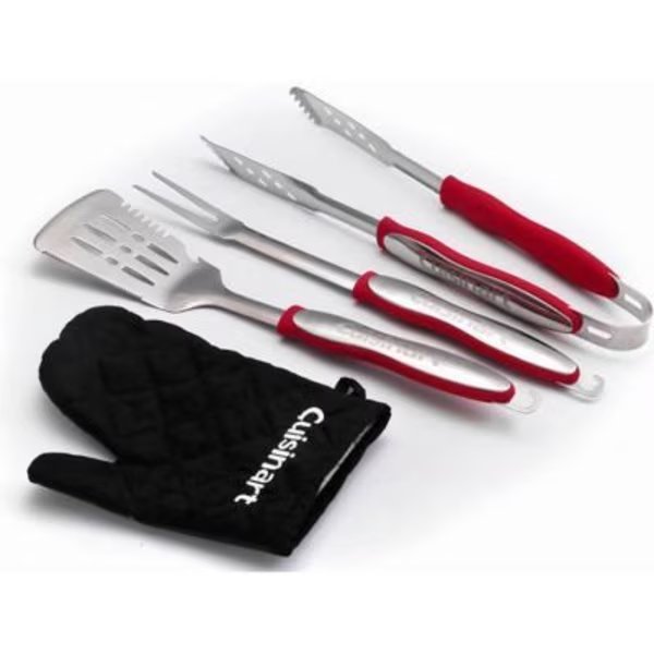 Cuisinart 3-Piece Grilling Tool Set w/ Grill Glove, Red/Black, Almo Fulfillment Services Llc, Mfr#: CGS-134