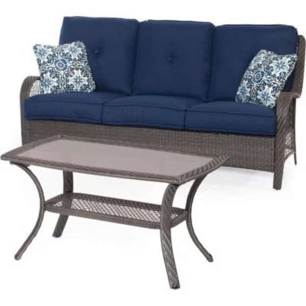 Hanover® Orleans 2 Piece Patio Set, Navy Blue/Gray, Almo Fulfillment Services Llc, Mfr#: ORLEANS2PC-G-NVY