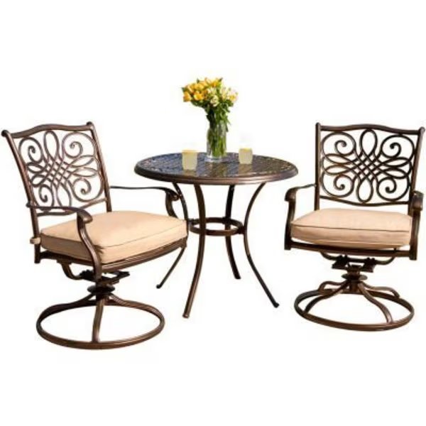 Hanover® Traditions 3 Piece Outdoor Bistro Set, Almo Fulfillment Services Llc, Mfr#: TRADITIONS3PCSW