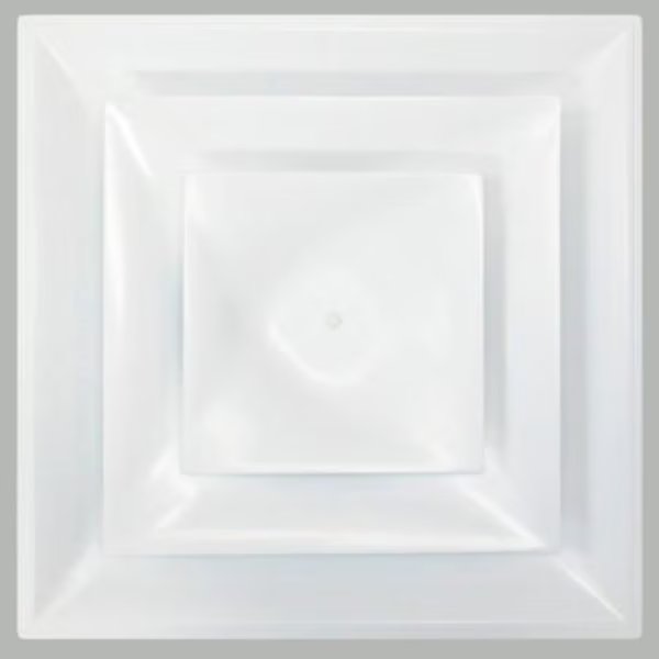 American Louver Stratus Plastic Cone Diffuser, Ceiling, 8", R6 Insulated, White, American Louver/Plasticade, Mfr#: STR-C-8W-R6