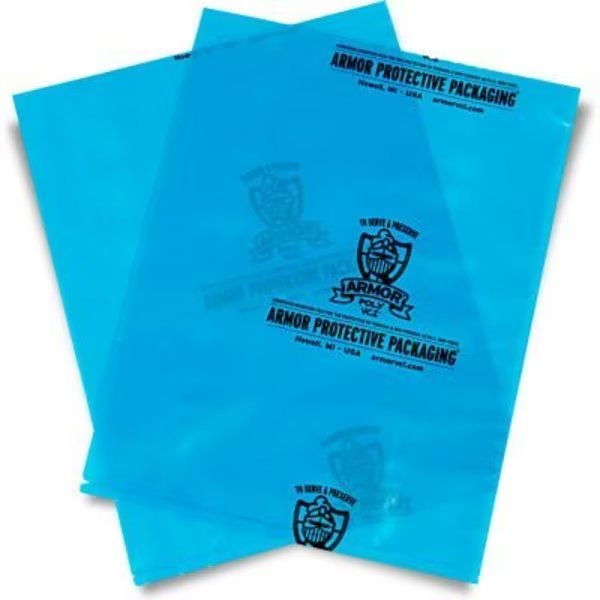 Armor Poly® VCI Flat Bags, 24"W x 36"L, 4 Mil, Blue, 125/Pack, Armor Protective Packaging, Mfr#: PVCIBAG4MB2436