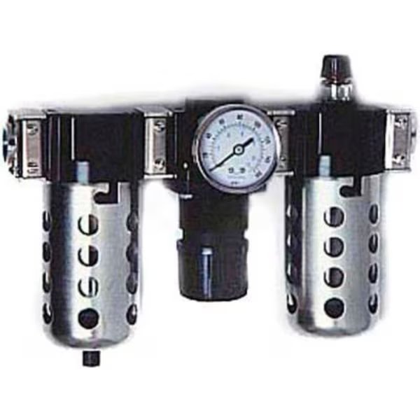 Arrow 1/2" Modular FRL W/End Ports C33454W, Gauge, Metal Bowl W/Sight, Manual & Ultra Fog Lubricator, Arrow Pneumatics, Mfr#: C33454W