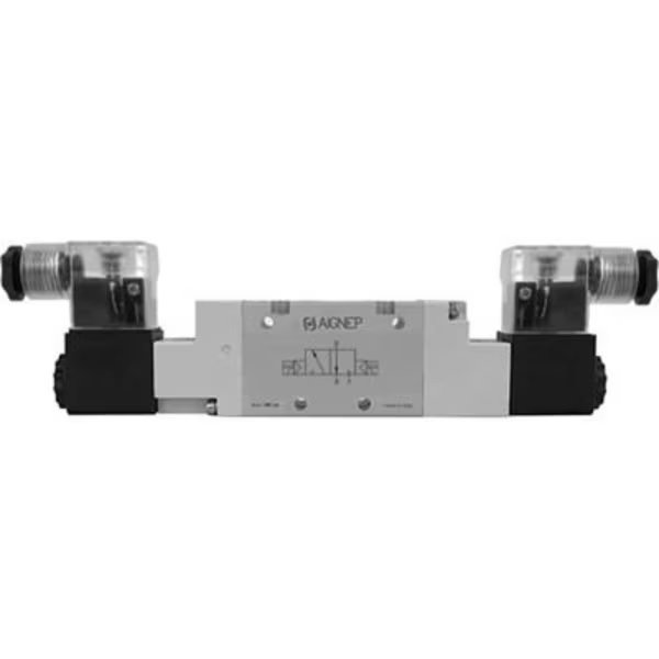Aignep USA 3/2, G 1/2 Double Solenoid Valve, Pilot, 110V AC/5VA Coil, LED Connection, Alpha Technologies, Mfr#: 01VS1300050502