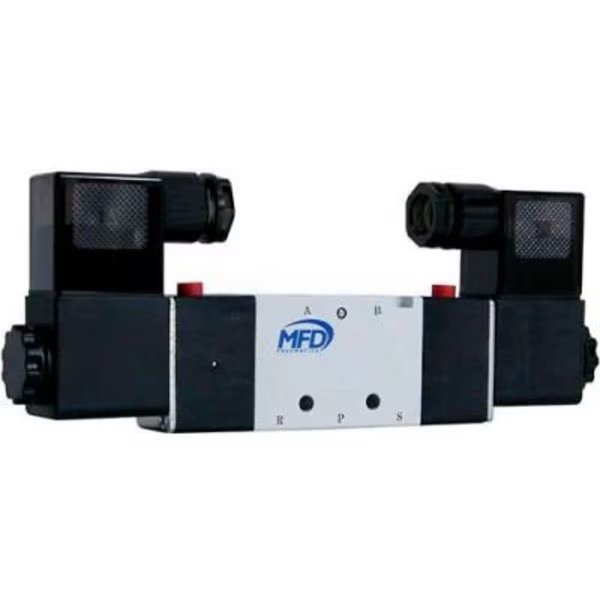 Bimba-Mead Pilot Solenoid Valve M4V420-15-24VDC, 5 Port, 2 Pos, Double, 1/2" NPT, 24VDC, Cv=2.79, Bimba Mfg Co, Mfr#: M4V420-15-24VDC