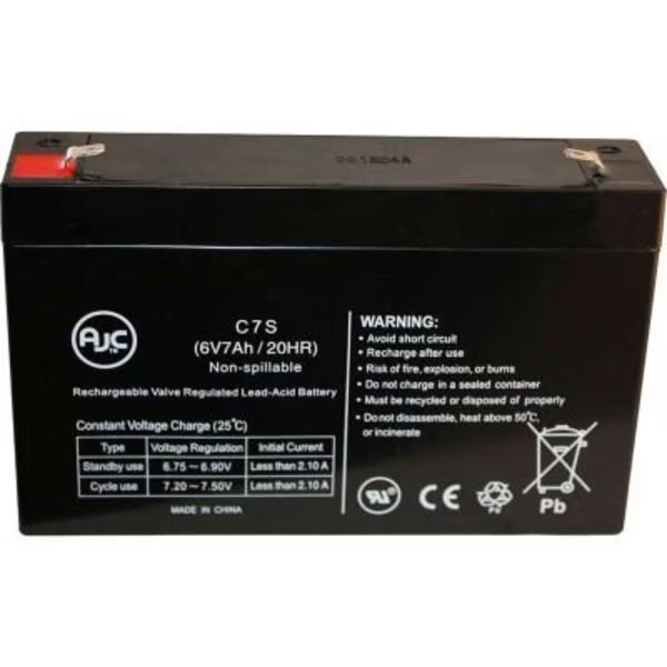 UPS Battery, Compatible with UpsonicSLIM 1000 UPS Battery, 6V DC, 7 Ah, Battery Clerk, Mfr#: UPSONIC-1000