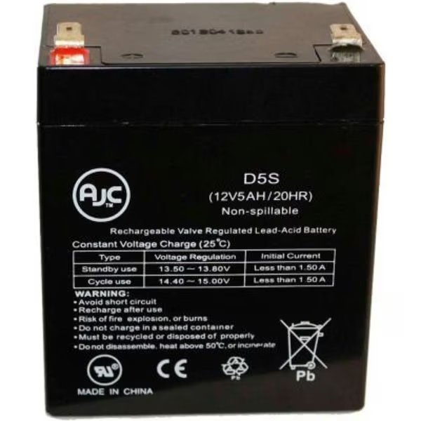 UPS Battery, UPS, 12V DC, 5 Ah, Cabling, F2 Terminal, Battery Clerk, Mfr#: POWER-SONIC PS1252