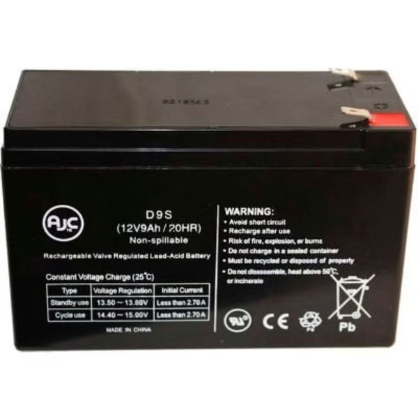 UPS Battery, UPS, 12V DC, 9 Ah, Cabling, F2 Terminal, Battery Clerk, Mfr#: OmniPlus-1000LCD-Tripp-Lite-12V-9Ah-UPS