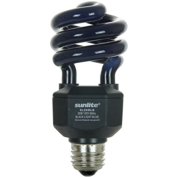 Sunlite SL20/BLB 20W Black Light Spiral CFL Light Bulb, Medium Base, Black Light Blue, Sunshine Lighting, Mfr#: 05439-SU