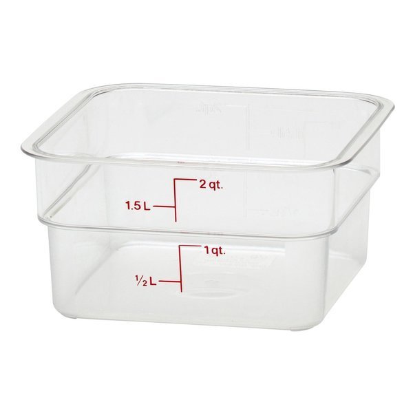 Cambro - Square Food Container, 2 Quart, 7-1/4 x7-1/4 x 3-7/8, Clear, Red Gradation, Cambro, Mfr#: 2SFSCW135